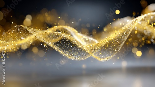 Golden Particles Flowing in Abstract Design