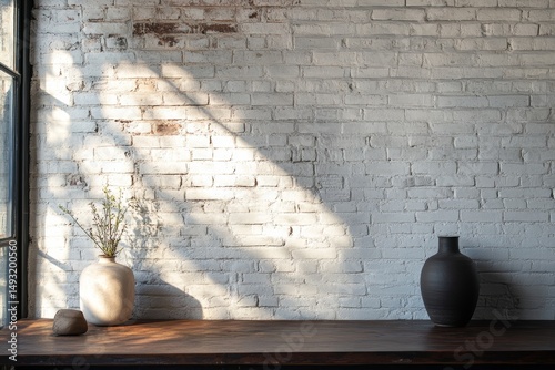 Minimalist brick wall with a clean painted finish.