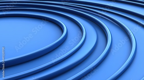 A close-up of smooth, concentric blue lines creates a modern and abstract design, This image can be used for backgrounds, technology themes, or artistic projects,