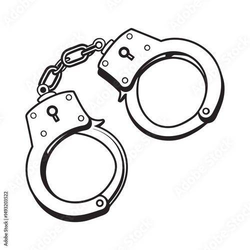 silhouette handcuffs on white background