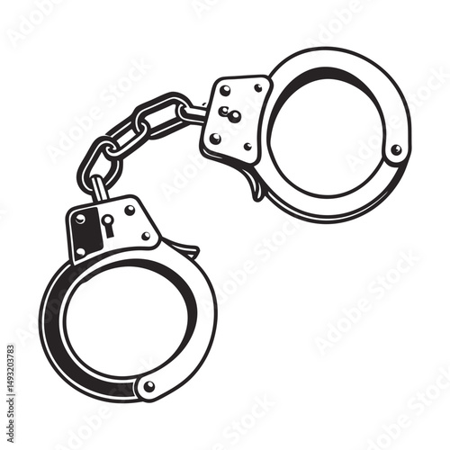 silhouette handcuffs on white background