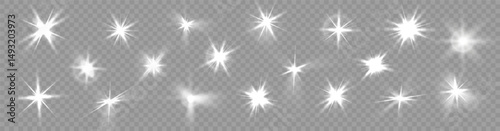 Transparent PNG background with ray of light, shiny sparkles and star glow, brilliant sun flash and magical effect, abstract flare and gleaming dust in holiday illuminated beam illustration

