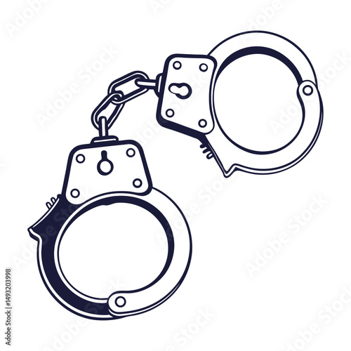 silhouette handcuffs on white background