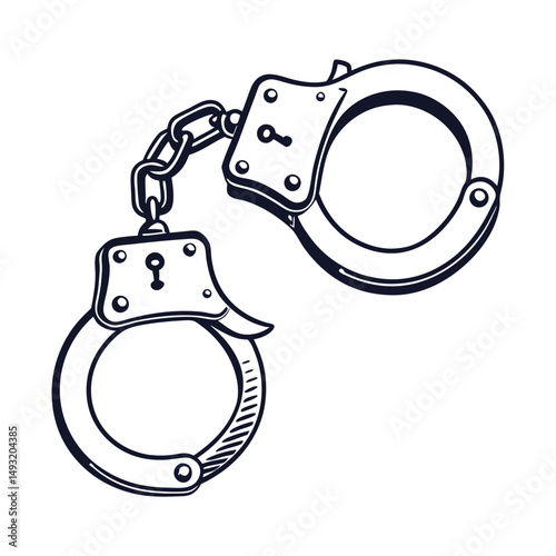 silhouette handcuffs on white background