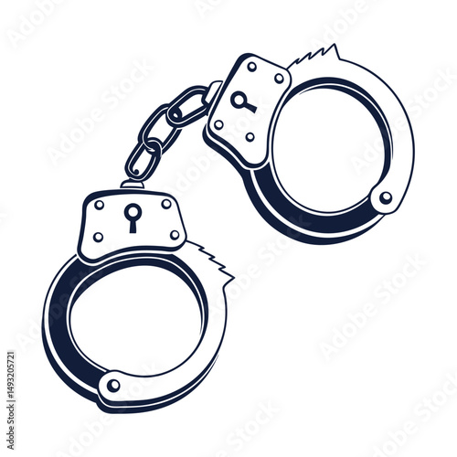 silhouette handcuffs on white background