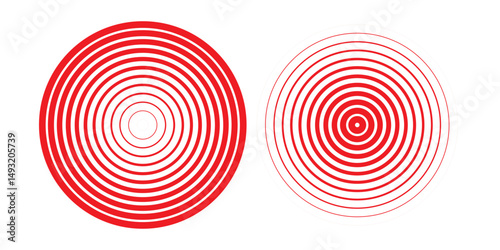 Red Rings sound wave and line in a circle. Tap symbol. Radio signal background. Vector template illustration abstract speed motion for your design