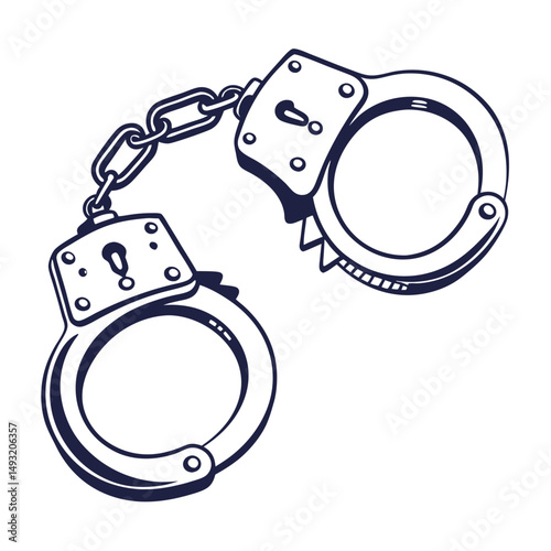 silhouette handcuffs on white background