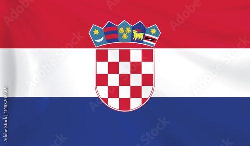 Croatia Flag - National Symbol with Red, White, Blue and Coat of Arms. Perfect for political, historical, and cultural content related to Croatia.