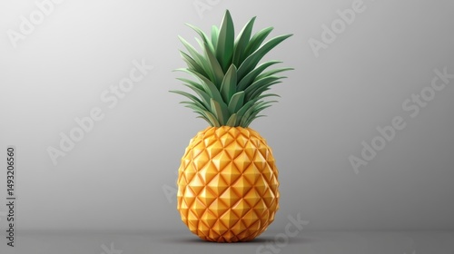 Geometric Pineapple: A 3D Rendered Tropical Delight