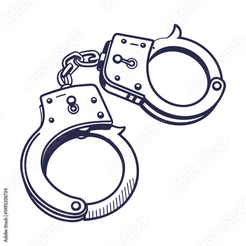 silhouette handcuffs on white background