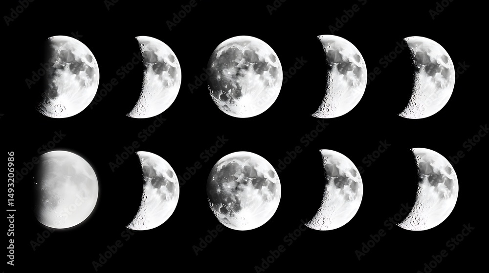 Obraz premium 月の巡り、夜の物語