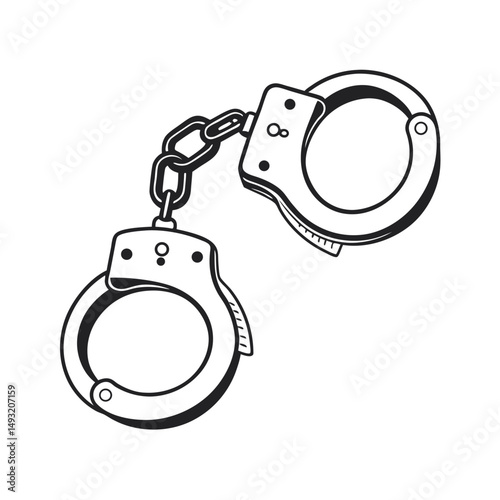 silhouette handcuffs on white background