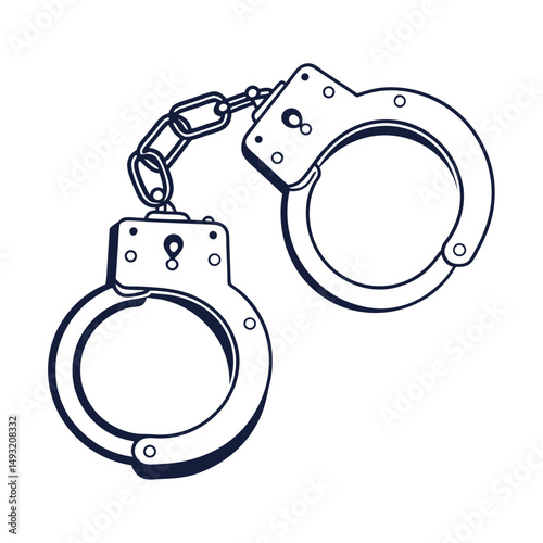 silhouette handcuffs on white background