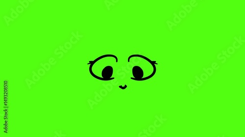 Blinking Cartoon Face Animation on Green Background