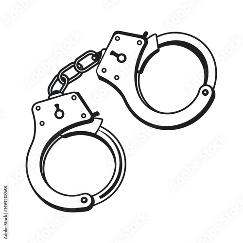 silhouette handcuffs on white background