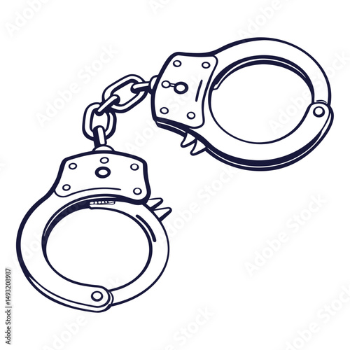 silhouette handcuffs on white background