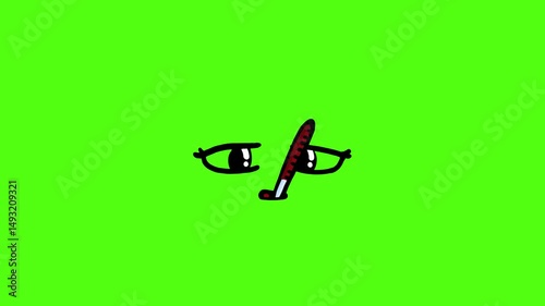 Ill Face Cartoon Animation on Green Background