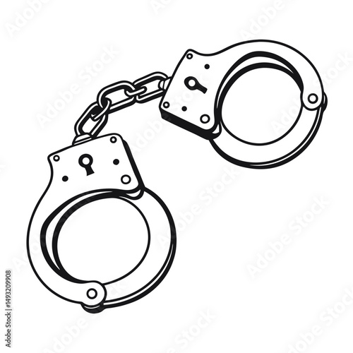 silhouette handcuffs on white background