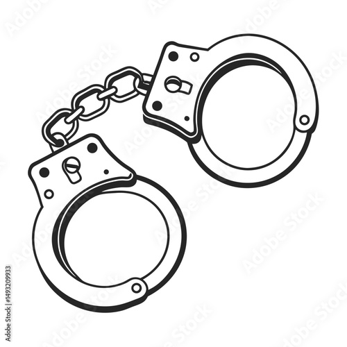 silhouette handcuffs on white background