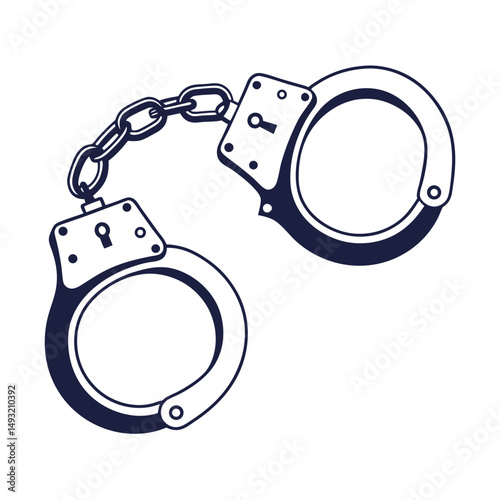 silhouette handcuffs on white background
