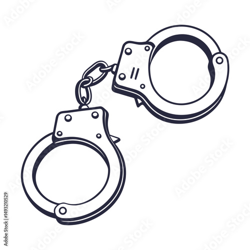 silhouette handcuffs on white background