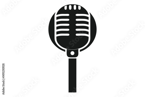 vintage microphone black and white minimalist 