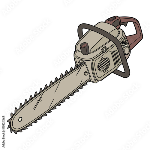 Realistic Chainsaw Vector Graphic for Construction & Forestry Projects