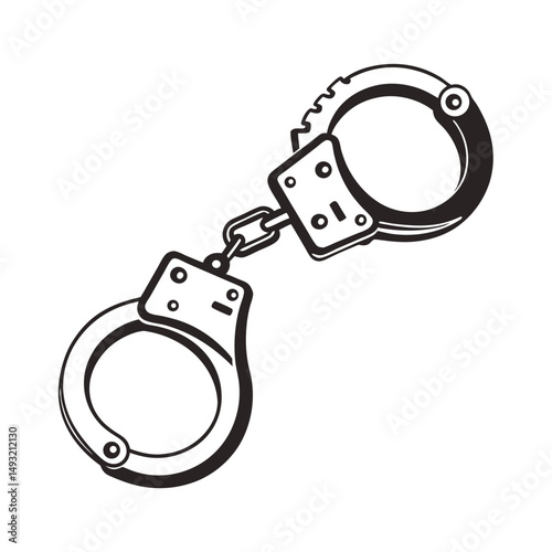 silhouette handcuffs on white background