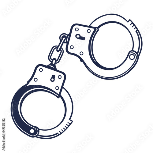 silhouette handcuffs on white background