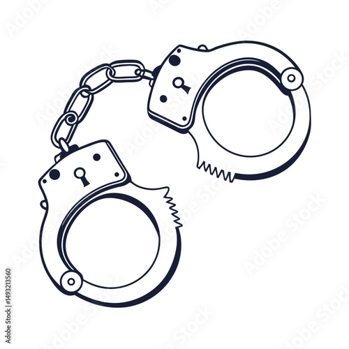 silhouette handcuffs on white background
