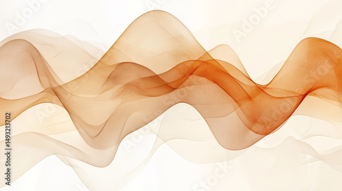 Abstract, flowing, orange-brown, translucent waves on a light background