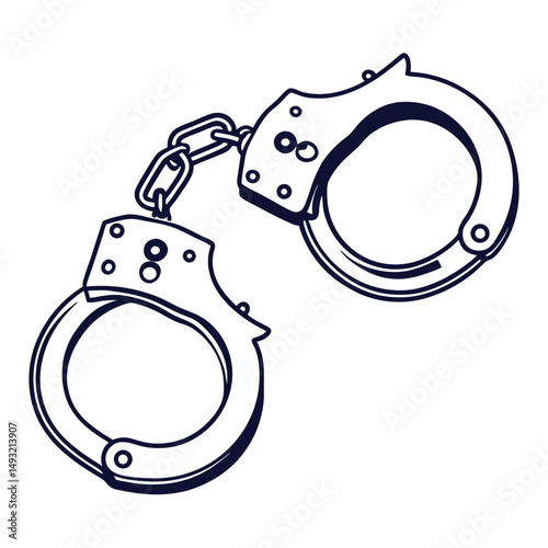 silhouette handcuffs on white background