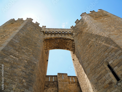 Konstfotografi Detalle de los muros y torres a la entrada de Morella,España