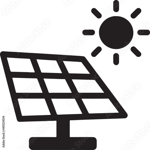 a solar panel array generating renewable energy silhouette vector illustration