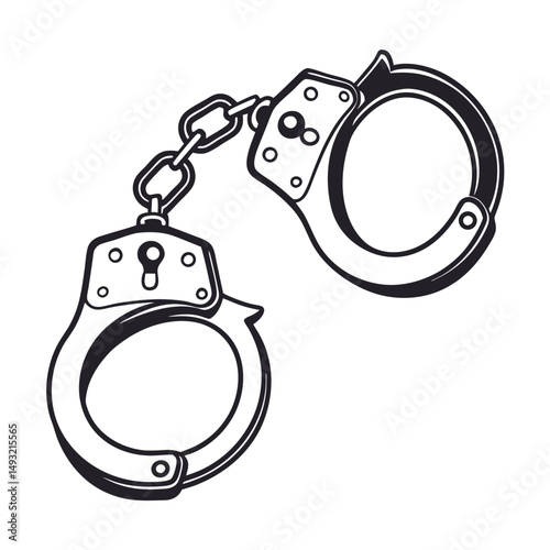 silhouette handcuffs on white background