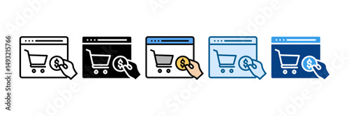 Online Shopping Icon Set Multiple Style Collection