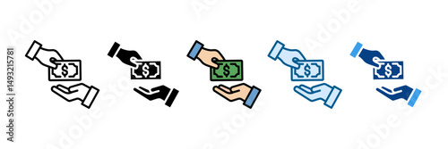Money Transfer Icon Set Multiple Style Collection