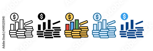 Money Growth Icon Set Multiple Style Collection