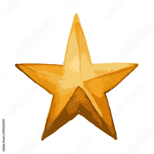 star shape icon, watercolor painted vector