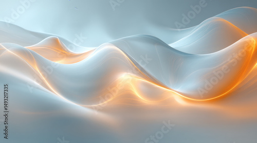 Abstract flowing forms in light blue and orange