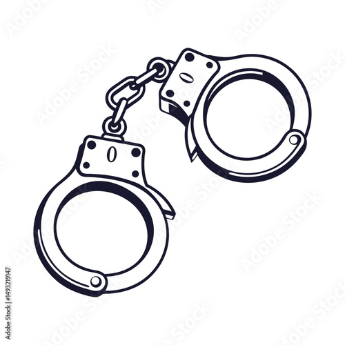 silhouette handcuffs on white background
