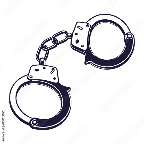 silhouette handcuffs on white background