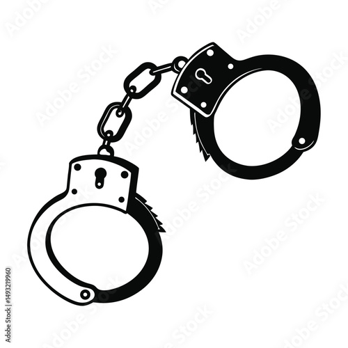 silhouette handcuffs on white background