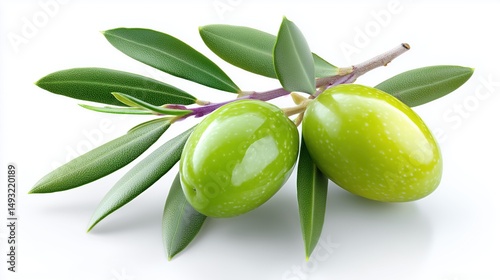 Wallpaper Mural A spring of olive with leaves, isolated on white background Torontodigital.ca