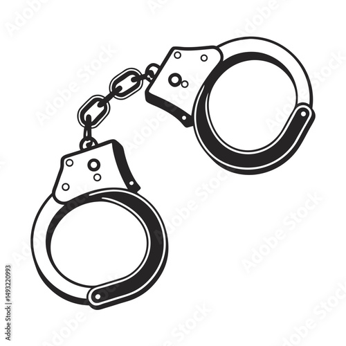 silhouette handcuffs on white background