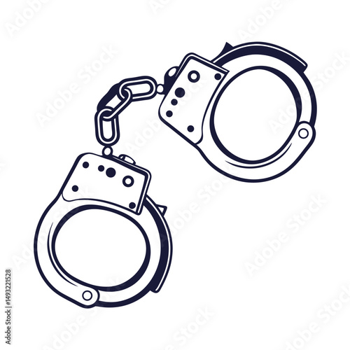 silhouette handcuffs on white background