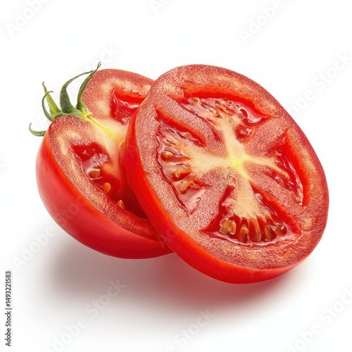 Wallpaper Mural Two juicy tomato slices, showcasing their vibrant red color and fresh texture. Perfect for salads or sandwiches! Torontodigital.ca