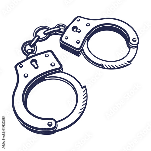 silhouette handcuffs on white background