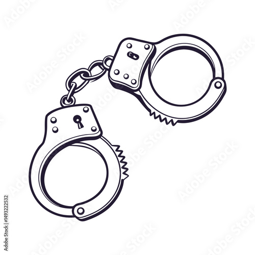 silhouette handcuffs on white background