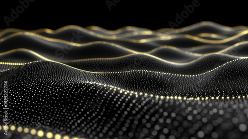 Abstract digital wave patterns of interconnected dots